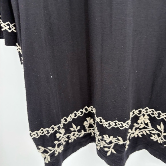 Y2K Boho Vintage Bell Long Sleeve Black Embroidered Dress Tunic Size Medium - Picture 6 of 15